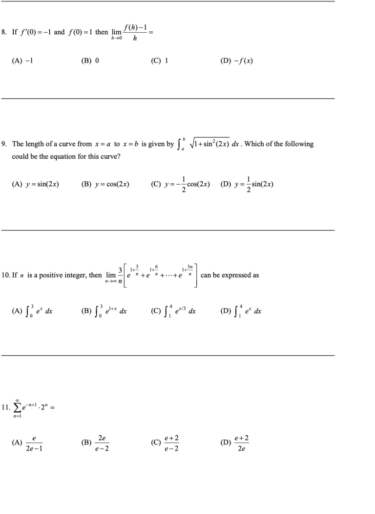 AP Calculus BC Practice Test 1